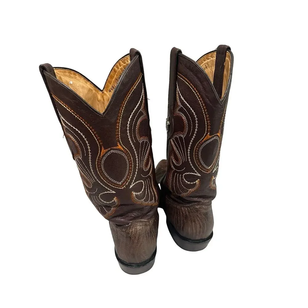 Los Altos Men’s 8D Genuine Ostrich Leg Brown Cowboy Western Boots Exotic